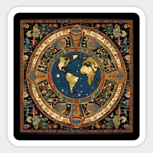 Global Map Renaissance Tapestry Travel History Tour historical traveler Sticker